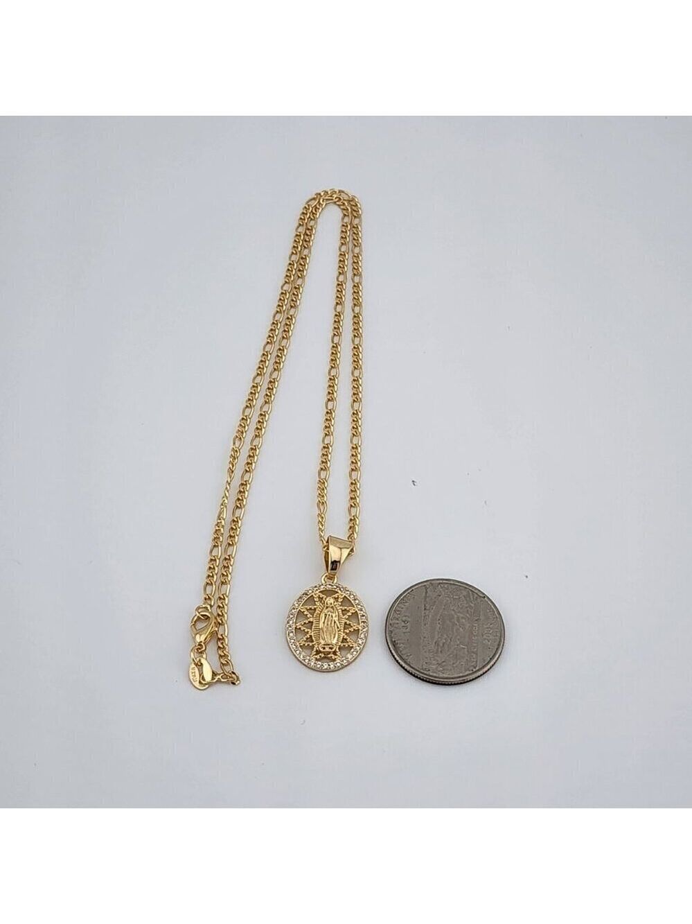 Brand New Brazilian 18k Gold Filled Virgen De Guadalupe Necklace - Picture 6 of 10
